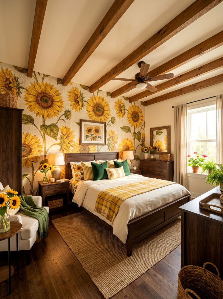 Sunflowers Wallpaper - 30 bedroom floral wallpapers