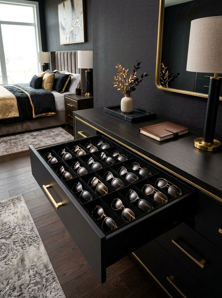 Sunglasses Drawer Tray - 30 bedroom drawer organization ideas