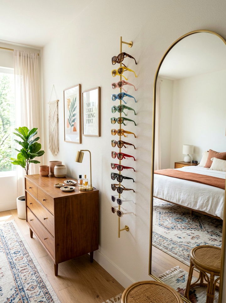 Sunglasses Wall Rack - 30 command strip bedroom ideas