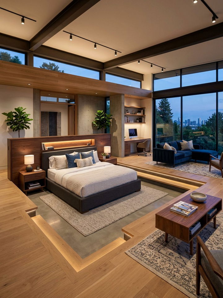 Sunken Bedroom Floor Level - 30 bedroom zoning ideas
