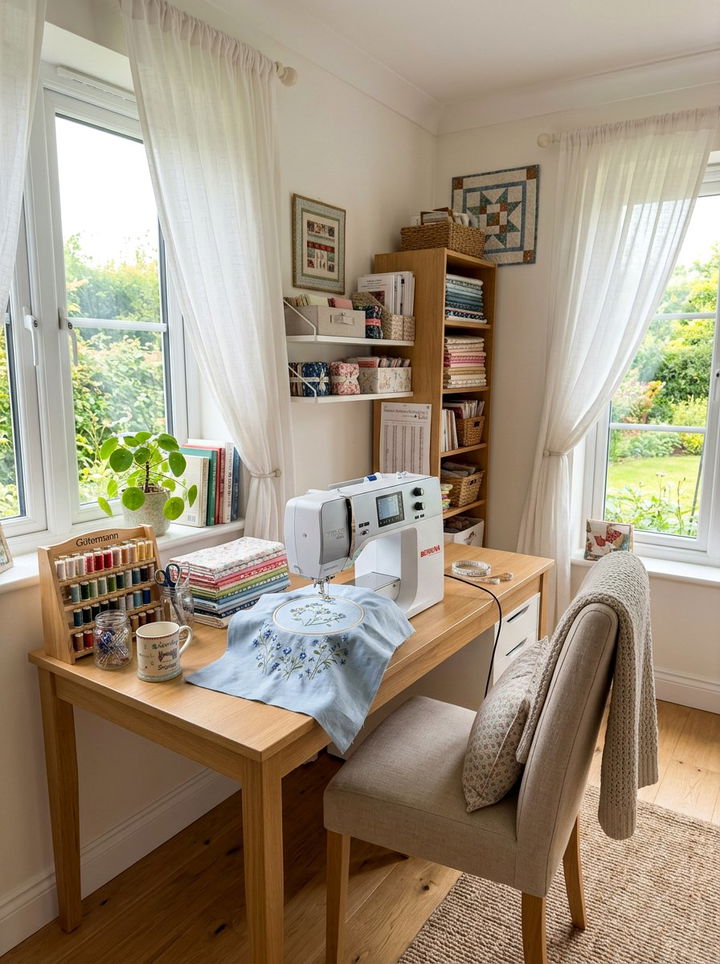 Sunlit Sewing Corner - 30 bedroom sewing nook ideas