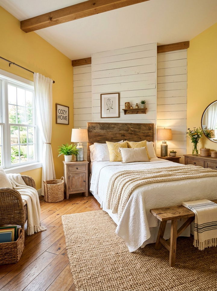 Sunny Yellow Farmhouse Bedroom Walls - 30 bedroom yellow walls