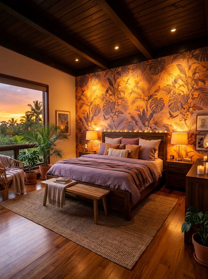 Sunset Colors Tropical Wallpaper - 30 bedroom tropical wallpapers