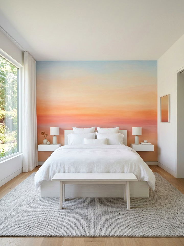 Sunset Gradient Wall Mural - 30 amber bedroom ideas