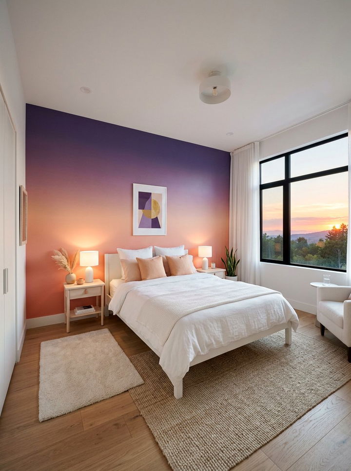 Sunset sky ombre bedroom - 30 sunset inspired bedroom color ideas