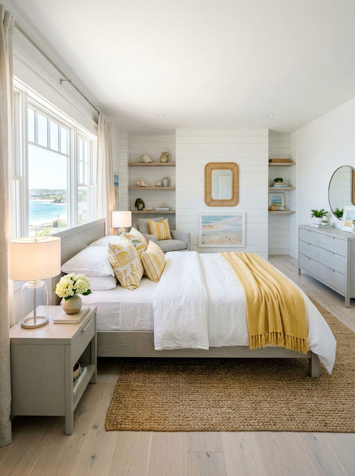 Sunshine yellow coastal bedroom - 30 coastal bedroom color ideas