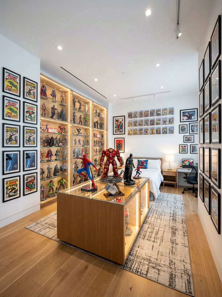 Superhero collector display bedroom - 30 superhero bedroom ideas