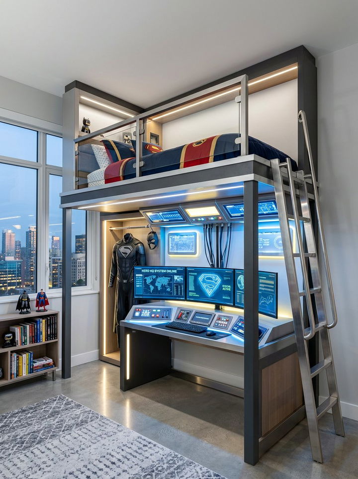 Superhero loft bed room - 30 superhero bedroom ideas