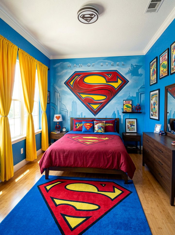 Superman Man of Steel bedroom - 30 superhero bedroom ideas