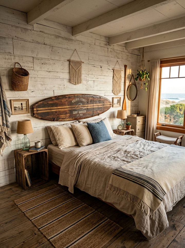 Surfboard Headboard - 30 surfing bedroom ideas