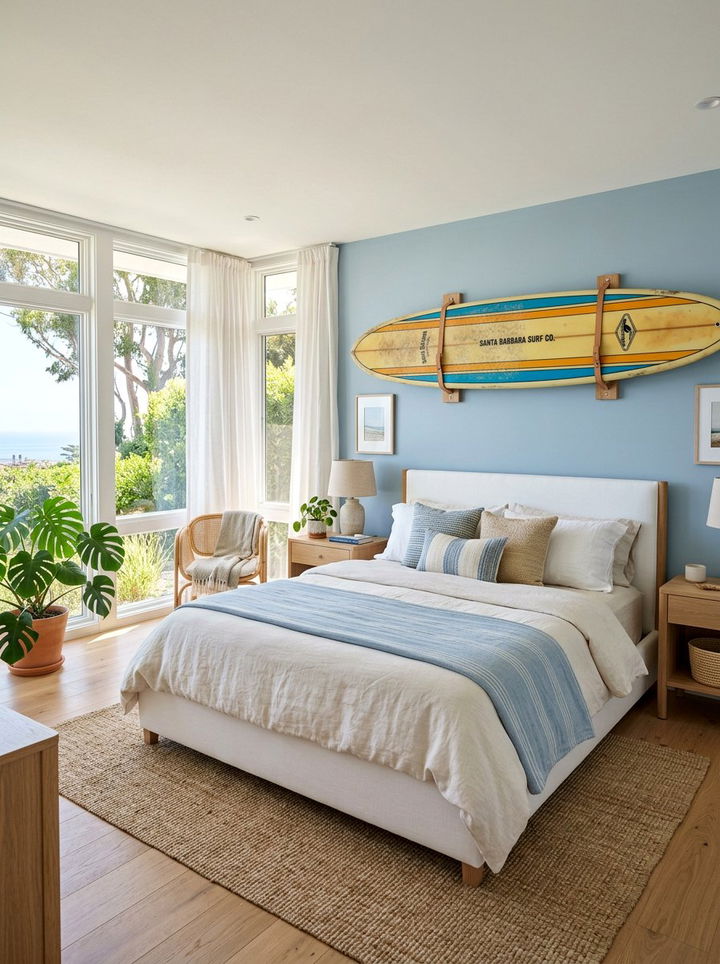 Surfboard Wall Mount - 30 surfing bedroom ideas