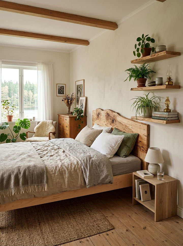 Sustainable Wood Accent - 30 Swedish bedroom ideas