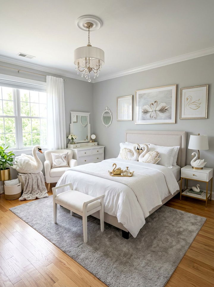 Swan theme bedroom - 30 princess bedroom ideas