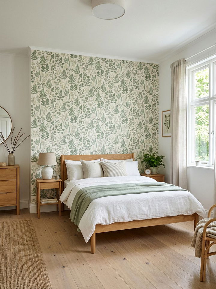 Swedish Wallpaper Accent - 30 Swedish bedroom ideas