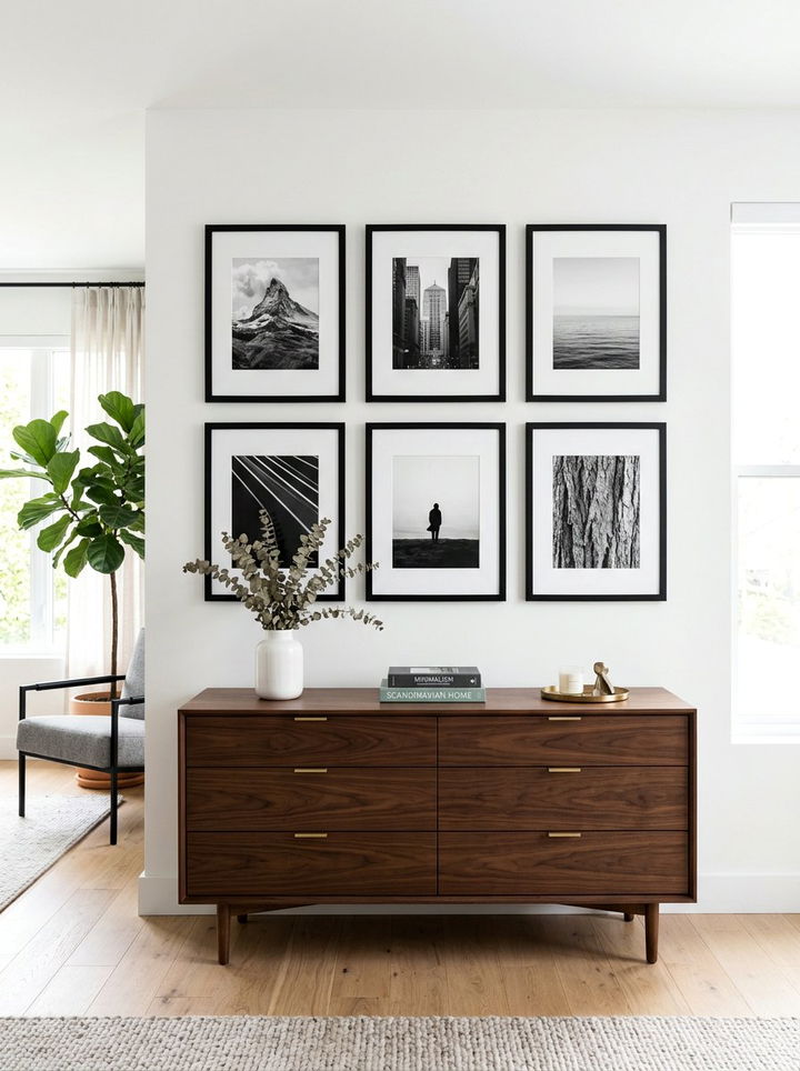 Symmetric Gallery Wall Layout - 30 bedroom focal point ideas