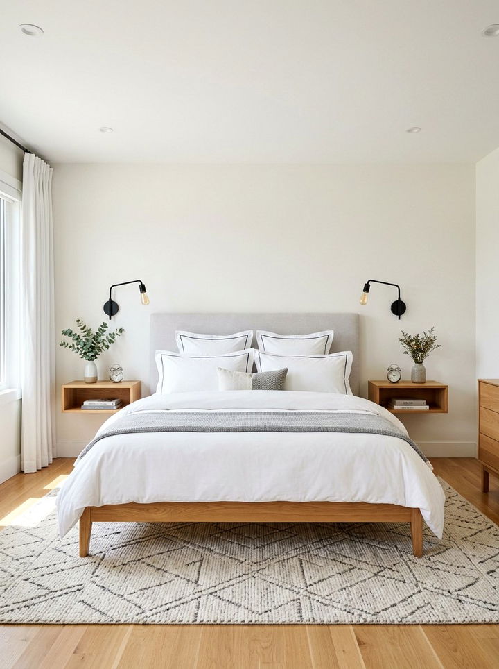 Symmetrical Bedside Shelves - 30 bedroom wall shelving ideas