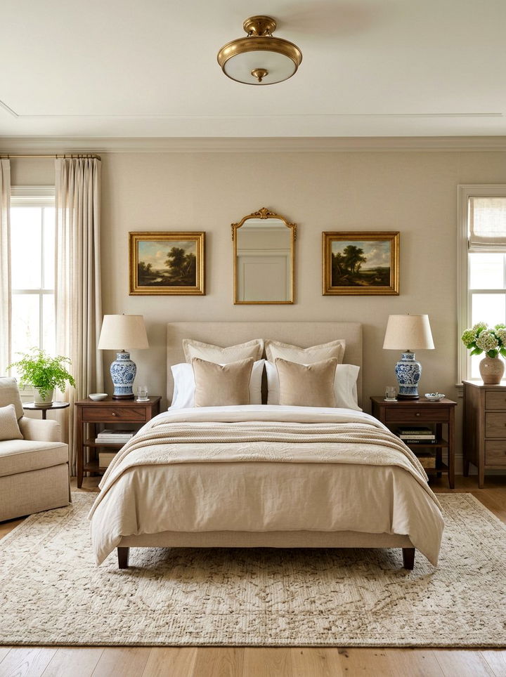 Symmetrical Bedside Tables Beige Bedroom - 30 traditional beige bedroom ideas