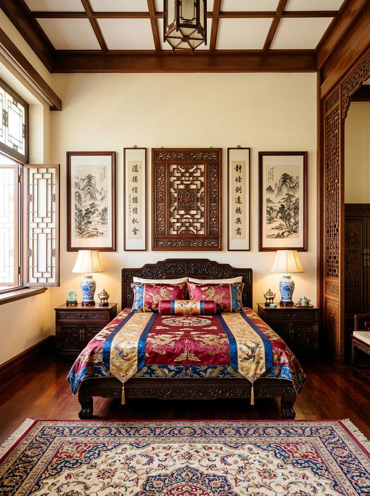 Symmetrical Chinese Bedroom - 30 Chinese bedroom ideas