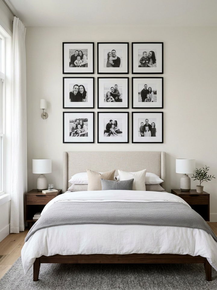 Symmetrical Grid Family Portrait Bedroom - 30 bedroom family photo ideas