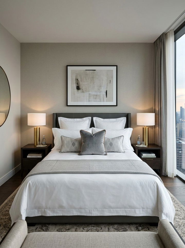 Symmetrical Pillow Arrangement - 30 bedroom throw pillows