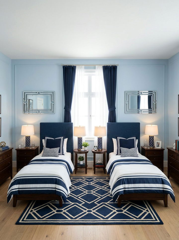 Symmetrical Shared Bedroom Layout - 30 boy and girl shared bedroom ideas