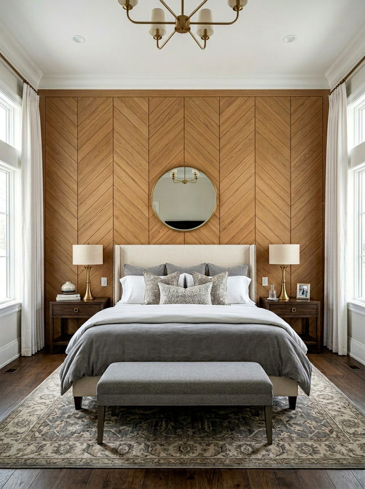 Symmetrical Split Chevron Wall - 30 bedroom chevron wall ideas
