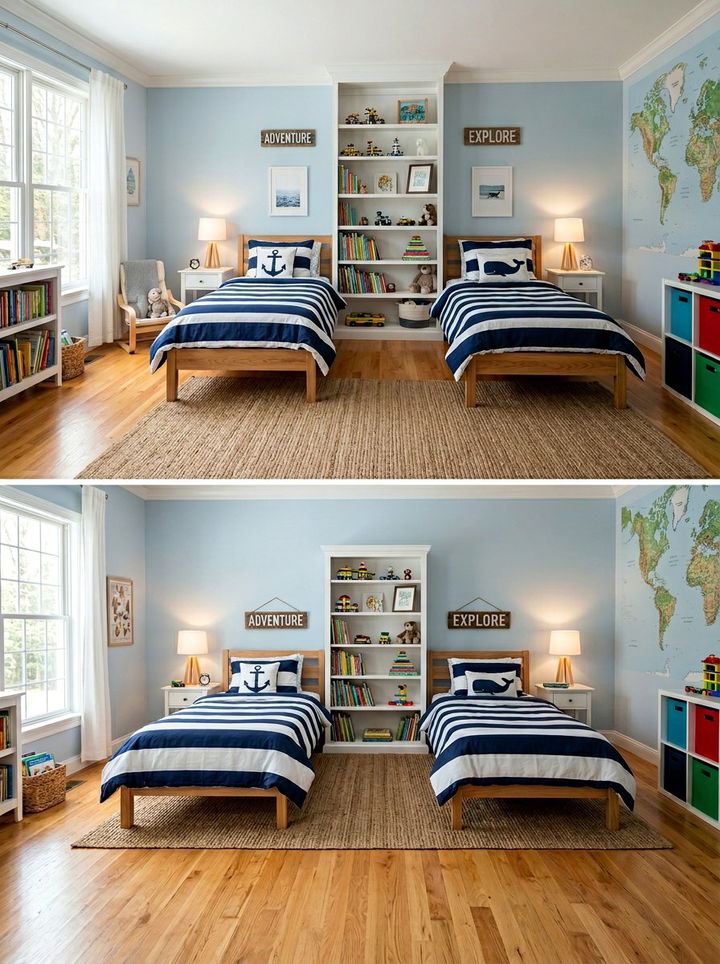 Symmetrical twin bookcase headboard - 30 bedroom bookcase headboards