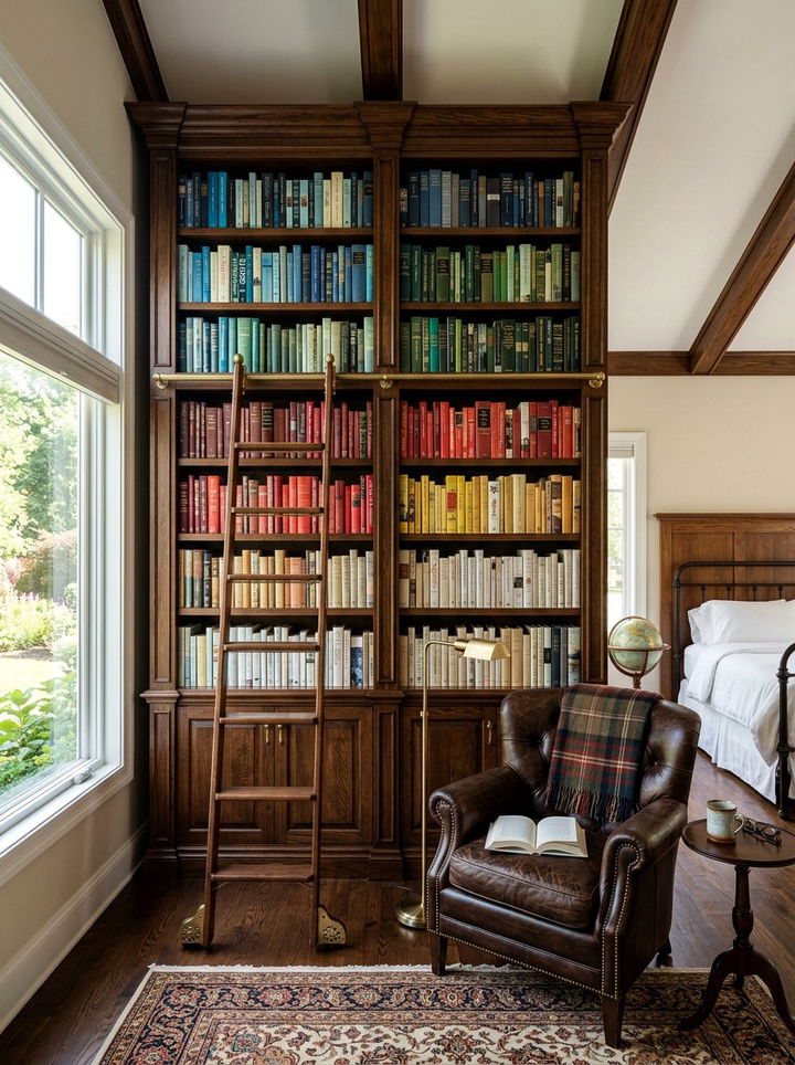 Tall Bookshelf - 30 bedroom vertical storage ideas