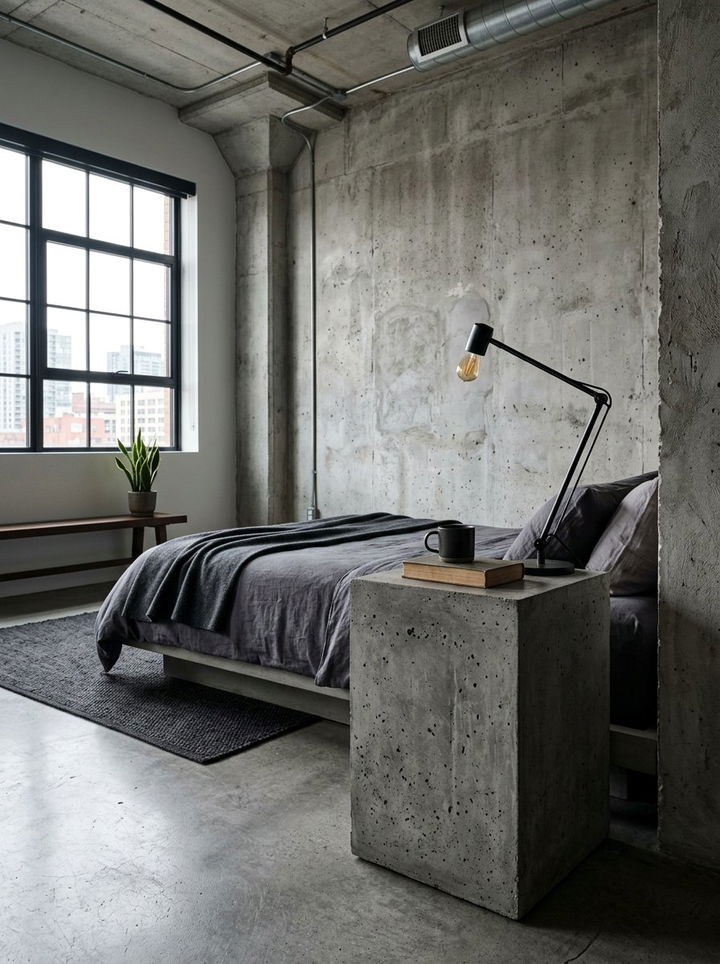 Tall Concrete Bedside Table - 30 bedroom tall nightstands