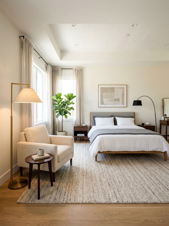 Tall Corner Lamp - 30 bedroom ambient lighting ideas