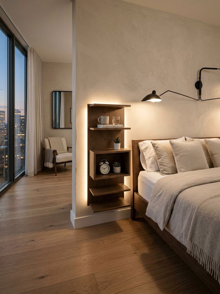 Tall Floating Nightstand Shelf - 30 bedroom tall nightstands