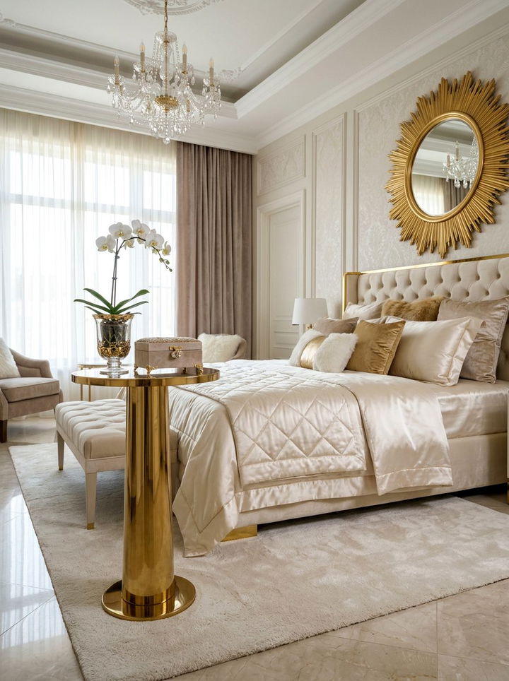 Tall Gold Pedestal - 30 bedroom narrow nightstands