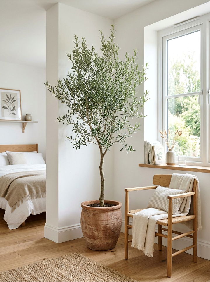 Tall indoor plant - 30 Danish bedroom ideas