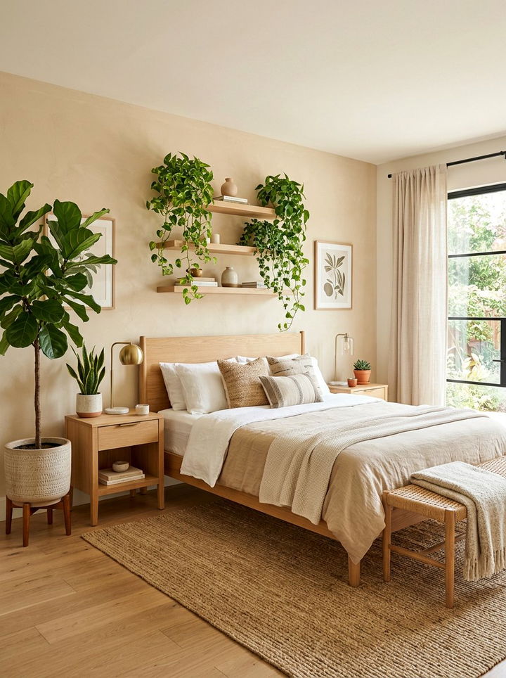 Tan Bedroom With Indoor Plants - 30 warm tan bedroom ideas