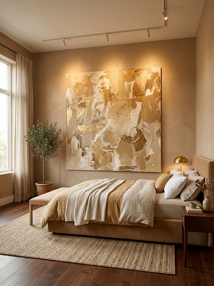 Tan Bedroom With Large Wall Art - 30 warm tan bedroom ideas