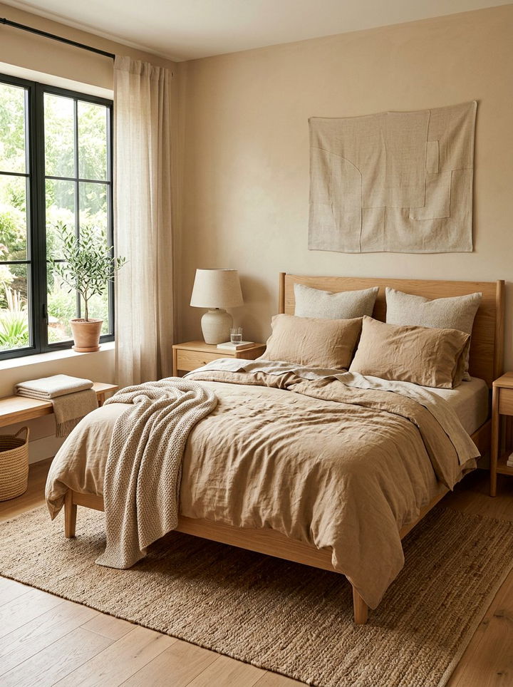 Tan Bedroom With Linen Bedding - 30 warm tan bedroom ideas