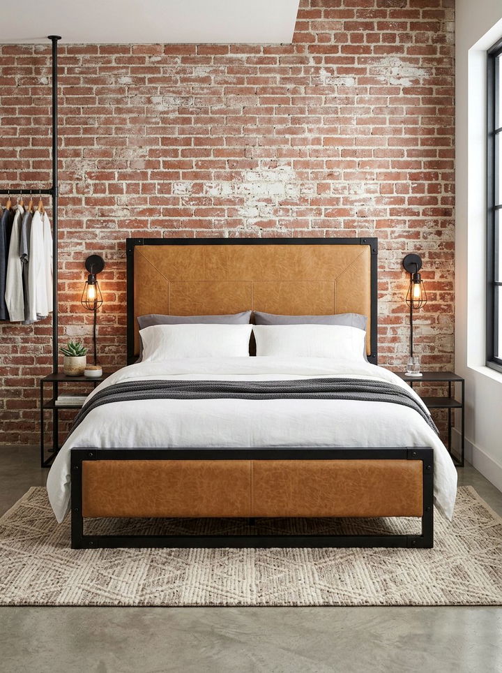 Tan Faux Leather Headboard - 30 bedroom upholstered headboards