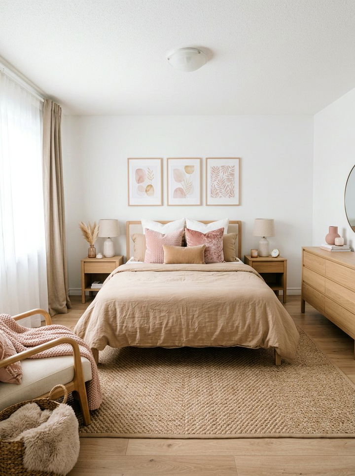 Tan and blush pink bedroom - 30 tan bedroom color schemes