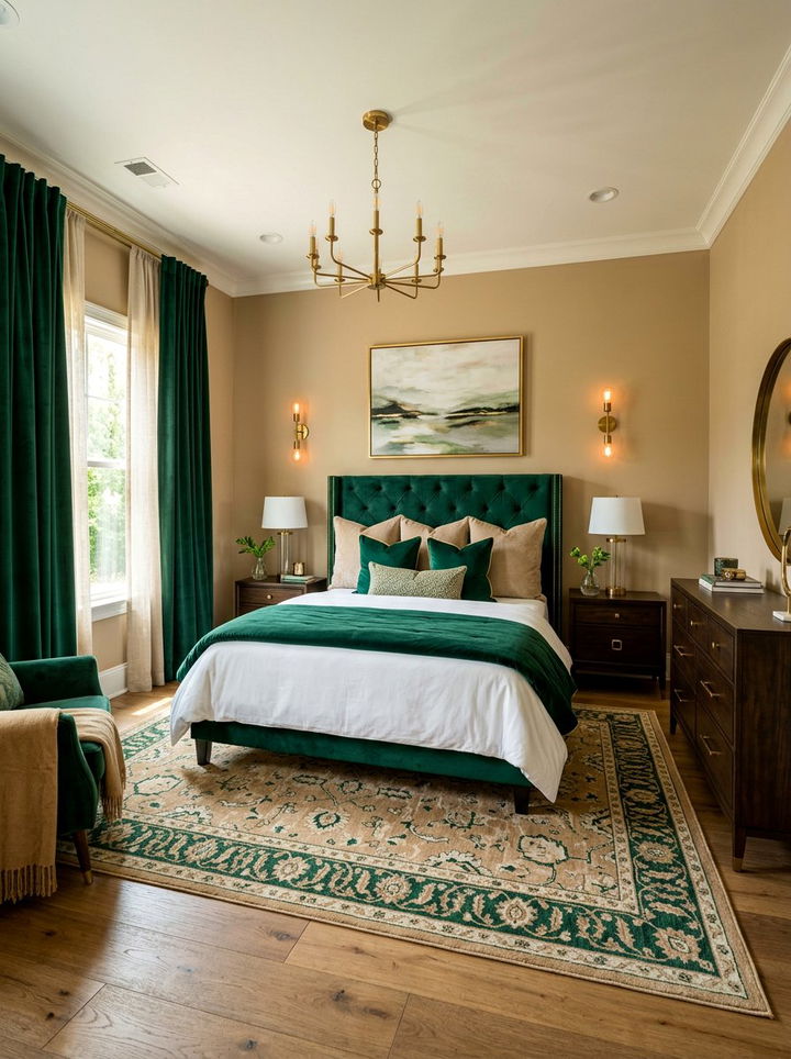 Tan and emerald green bedroom - 30 tan bedroom color schemes