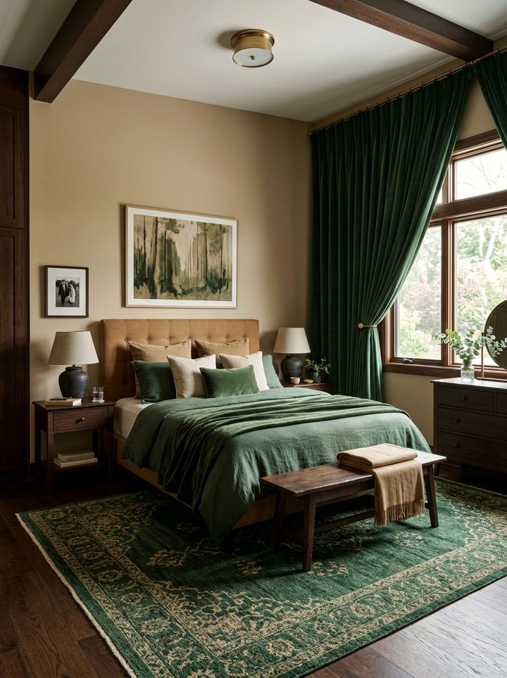 Tan and forest green bedroom - 30 tan bedroom color schemes