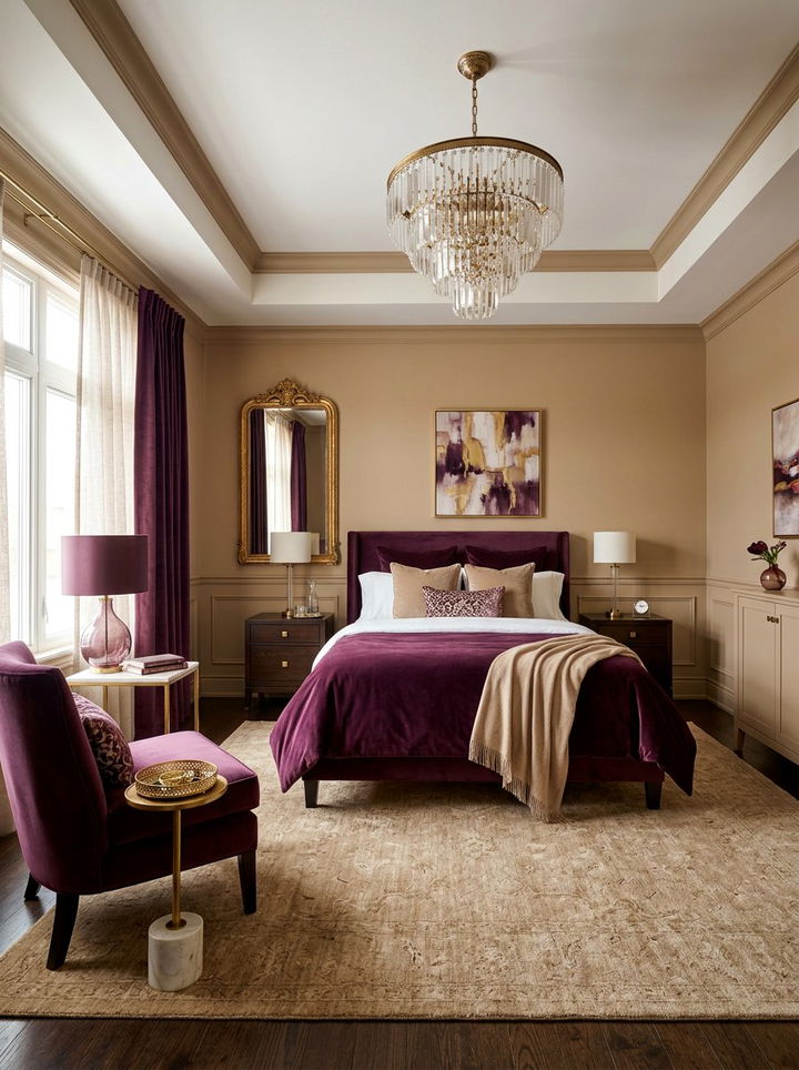 Tan and plum bedroom - 30 tan bedroom color schemes