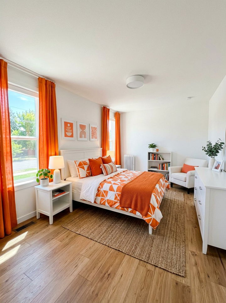 Tangerine And White Bedroom - 30 orange bedroom decor ideas