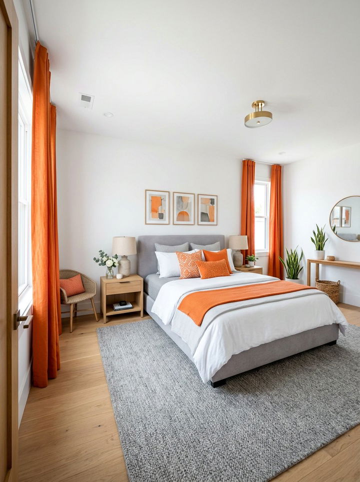 Tangerine Orange Guest Room - 30 bright orange bedroom ideas