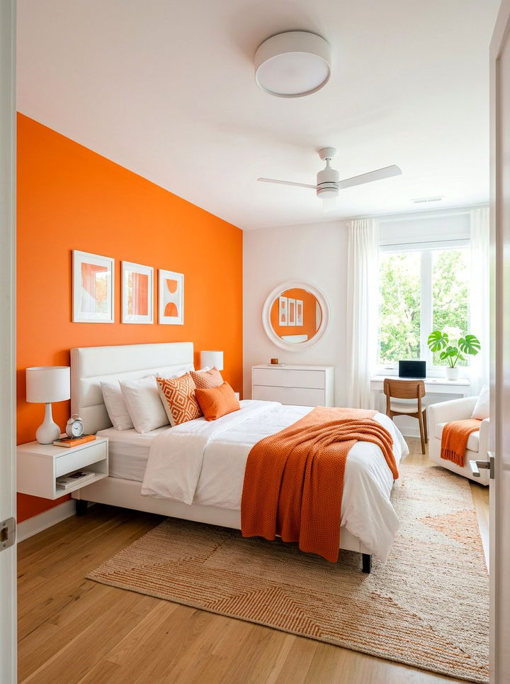 Tangerine and white bedroom - 30 spring inspired bedroom color ideas