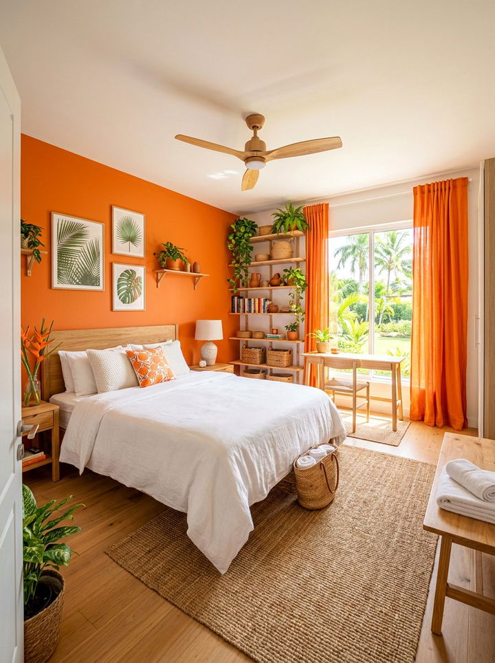 Tangerine tropical bedroom - 30 tropical bedroom color ideas