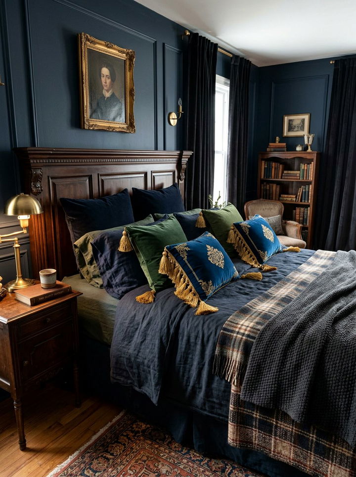 Tassel Pillow Accent Bedroom - 30 dark academia bedroom ideas