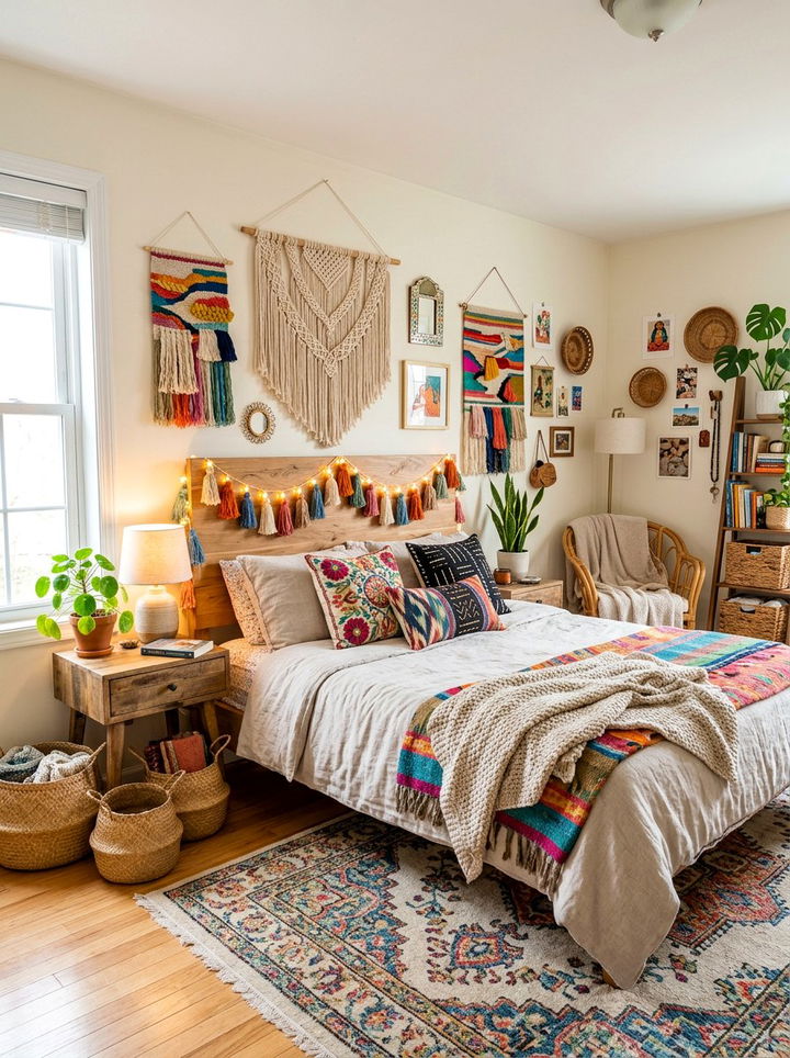 Tassel string lights for bedroom - 30 bedroom string lights ideas