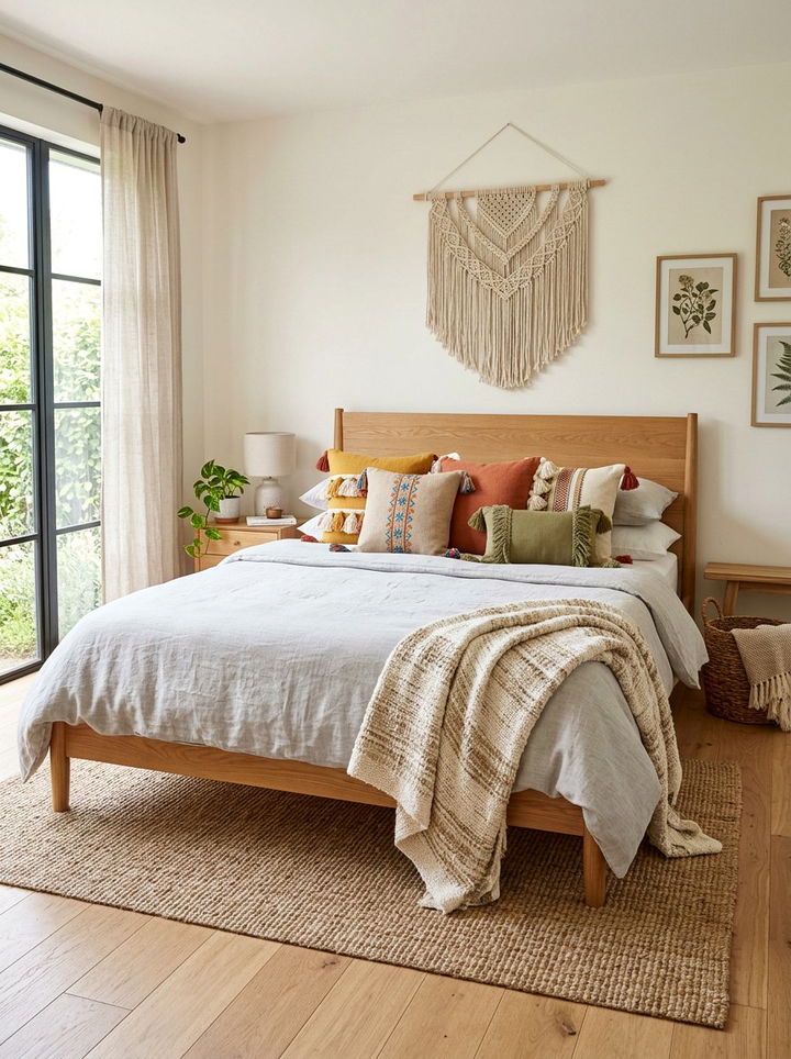 Tasseled linen cushions - 30 linen bedroom ideas