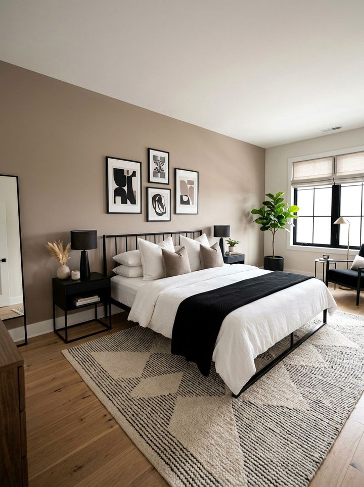 Taupe And White Bedroom With Black Accents - 30 taupe and white bedroom ideas