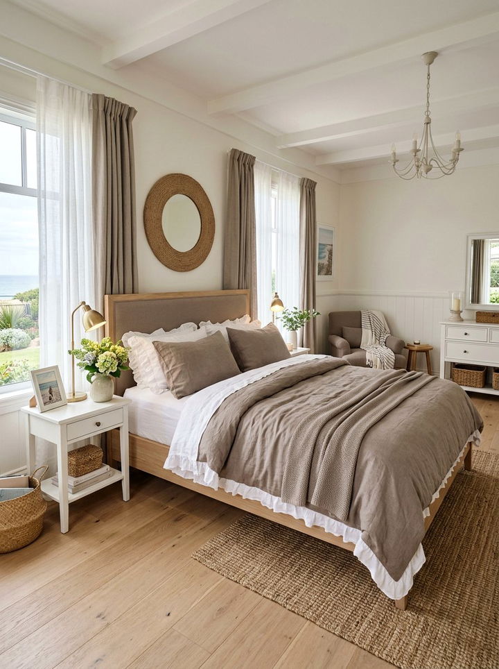 Taupe And White Bedroom With Linen Bedding - 30 taupe and white bedroom ideas